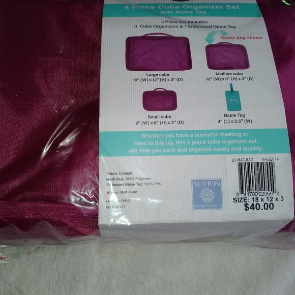 Bon Voyage 4 Pc Cube Organizer Set NWT - Picture 2 of 5